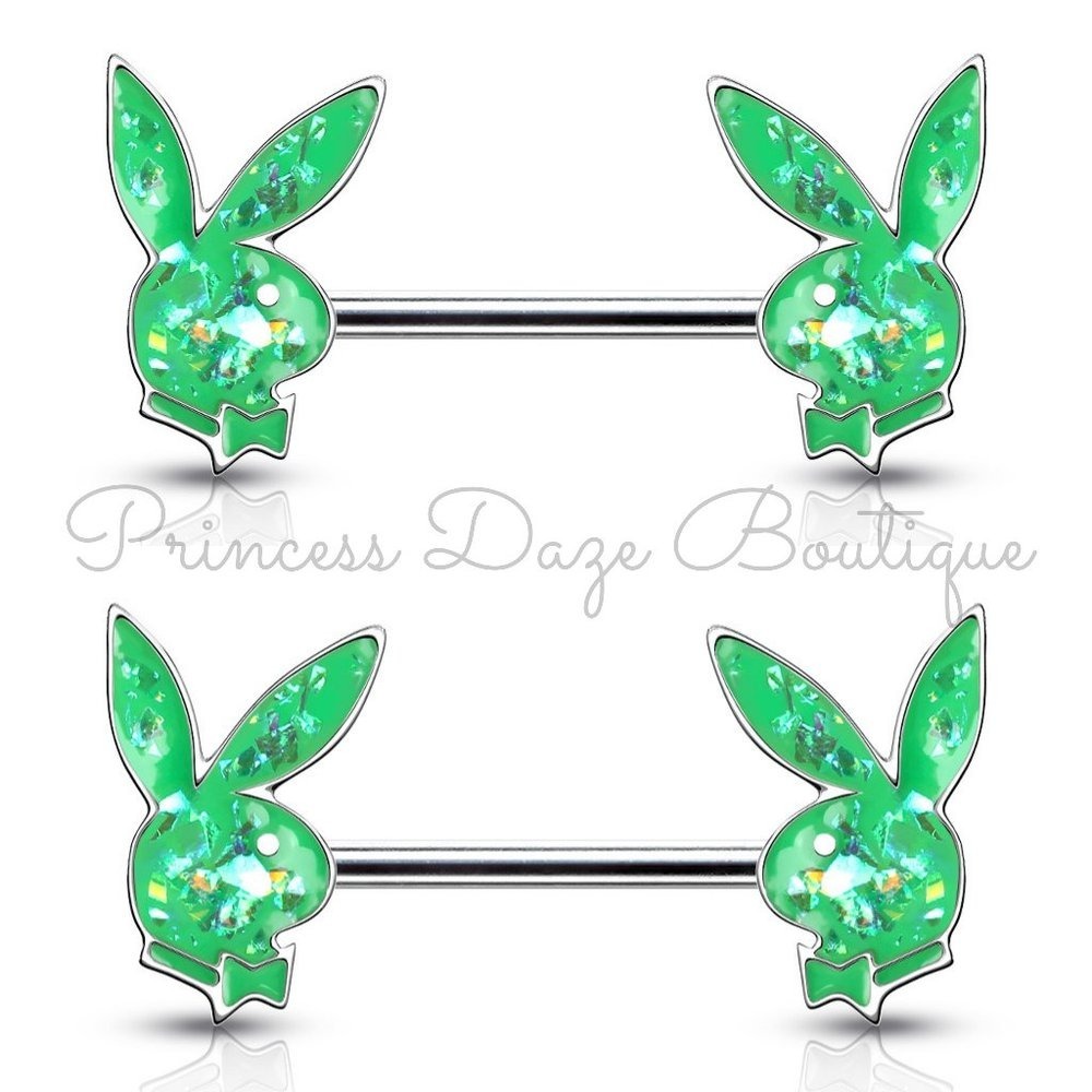 Playboy Green‎ Opal Barbell Nipple Ring